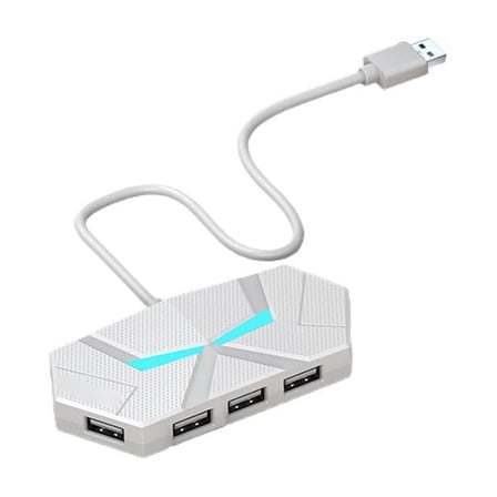 7-Port USB 2.0 Hub with Ambient Lighting Compact USB Splitter for Computer and Laptop
