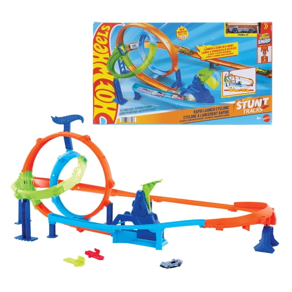 Pista de Carros de Juguete Mattel Hot Wheels Acrobacias Lanza y Choca