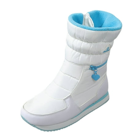 Yindaity Womens Warm Fur Lined Winter Snow Boots Waterproof Ankle Boots Outdoor Booties Comfortable Shoes for Women(White 8)