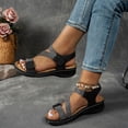 thumbnail image 3 of Women's Sandals Comfy Arch Support Orthopedic Walking Shoes Hook and Loop Open Toe Strappy Slingback Beach Shoes Black Size 9, 3 of 7