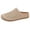 Khaki, variant on Women Perforated Suede Comfort Mules Slip On Breathable Footwear For Daily Travel Outdoor Activities