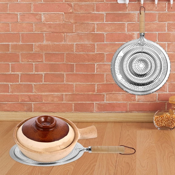 QIFULL Silver Heat Diffuser for Glass Cooktop with Non Slip Bottom and Hanging Rope