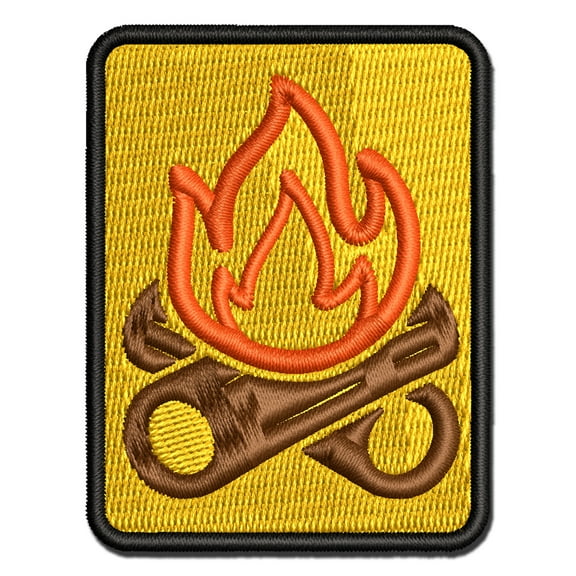 Campfire Cartoon Applique Multi-Color Embroidered Iron-On Patch - 2.5 Inch Small