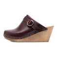 thumbnail image 2 of XYD Women Wedge Heels with Studs Buckle Strap Slides Mules Round Closed Toe Slip On Casual Dress Cork Shoes Size 14.5 Burgundy, 2 of 4
