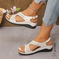 thumbnail image 3 of Womens Sandals Open Toe Hollow out Low Wedge Antislip Comfortable Footbed Slingback Orthopedic Walking Shoes White Size 9, 3 of 7