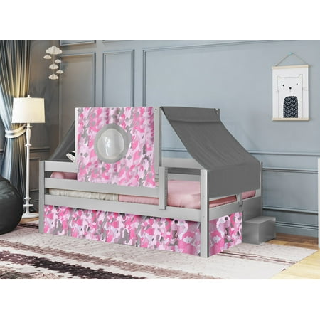 Jackpot Princess Twin Bed With Step Pink Camo Tent Curtains