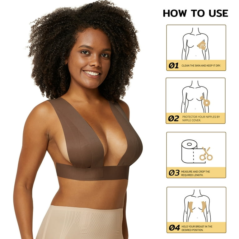 Bra Tape For Large Breasts - Invisible Lift Tape For A-G Cup (Nude, 3 Wide) Boob Tape Bra Tape For Large Breasts - Invisible Lift Tape For A-G Cup (Nude, 3 Wide) Boob Tape