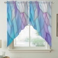 thumbnail image 5 of Blue Purple Gradient Swag Valances for Windows 2 Pack Abstract Glass Geometric Marble Modern Swag Kitchen Curtains 36 Inches Long Rod Pocket Short Window Treatment for Kitchen Bathroom 36"x36", 5 of 9