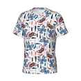 thumbnail image 3 of Yiaed Retro Butterfly Print Mens Short Sleeve Tight Fit T-Shirt, Crewneck Casual Tee-Small, 3 of 5