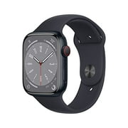 Apple Watch Series 8 [GPS + Cellulaire 45 mm] Montre intelligente avec boîtier en aluminium minuit et bracelet sport minuit - M/L.