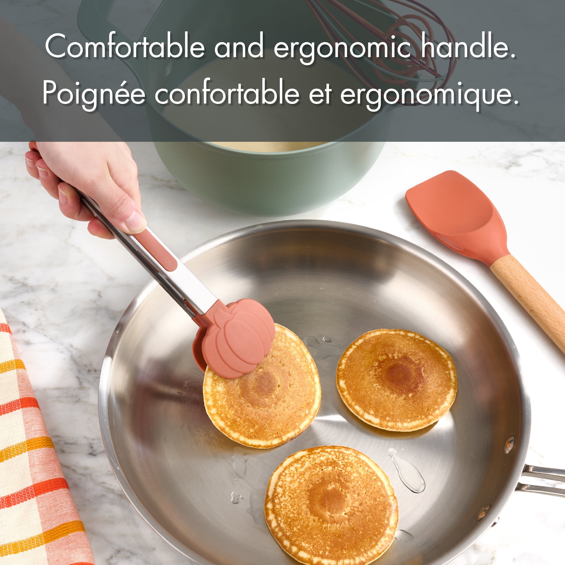 Walmart's Way-to-Celebrate 9" Stainless Steel & Silicone Cooking & Serving Tongs, Pumpkin, Orange, WAY-TO-CEL PL SILICONE TONGS