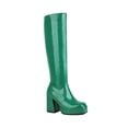 thumbnail image 2 of Mepaouo Leather Knee High Boots Square Toe Block Heeled Zipper Platform Tall Boots(Green,6.5), 2 of 9