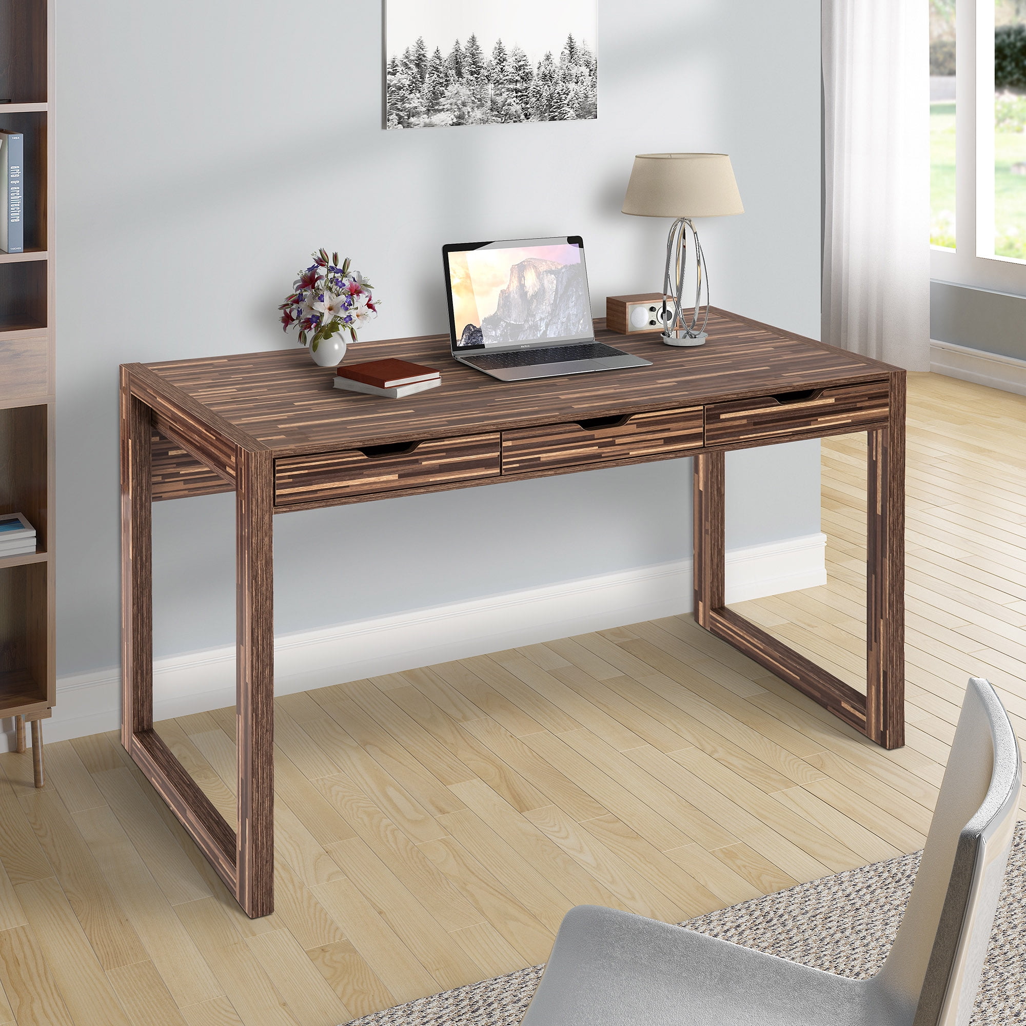 Top Knobs Computer Desk 46 Large Office Table Study Writing Workstation With Three Drawers For Home