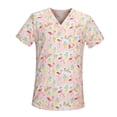 thumbnail image 2 of Nursing Scrubs Tops Animal Printed Clothes Uniforms for Women Men Adults SPA Pink S, 2 of 8
