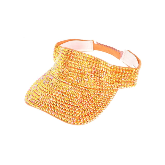 Top Headwear Full Rhinestone Sun Visor - Orange