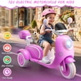 thumbnail image 3 of Funcid 12V Ride on Motorcycle with 3 Wheels, 2 Seater Kids Motorcycle with Storage Compartments, 2WD Electric Bike for Toddlers, Stable Structure, Cute Design, Music, LED Lights, Rose Red, 3 of 3