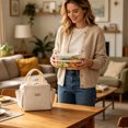 thumbnail image 3 of TAROFISH Unisex Corduroy Lunch Bag, Featuring a Reusable Insulated Lunch Box, A Water Bottle Pocket and Side Pockets; a Large-Capacity Reusable Insulated Bag, Ideal for Work, Picnics and Travel, 3 of 5