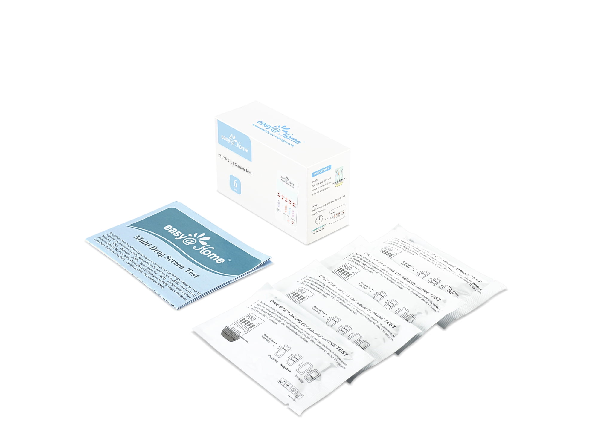 Easy@Home 4 Panel Instant Urine Drug Test for Marijuana, Opiates, Cocaine, Methampetamines, 6 Pack