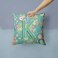 thumbnail image 2 of Carolines Treasures CJ2015-KPW1414 Letter K Circle Circle Teal Initial Alphabet Canvas Fabric Decorative Pillow  14Hx14W, 2 of 4