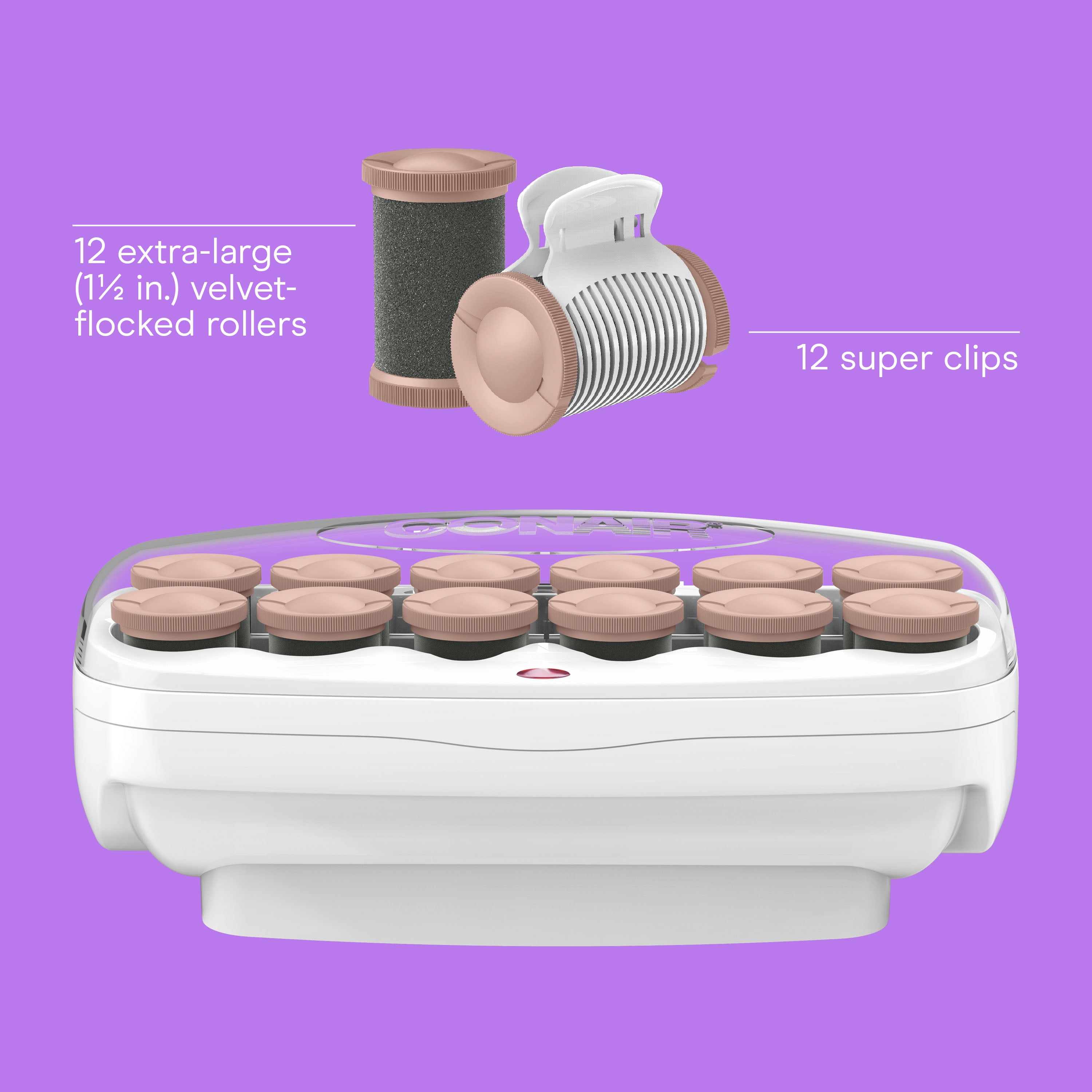 Conair Xtreme Big Curls Hot Rollers, 12 Jumbo Rollers and Super Clips