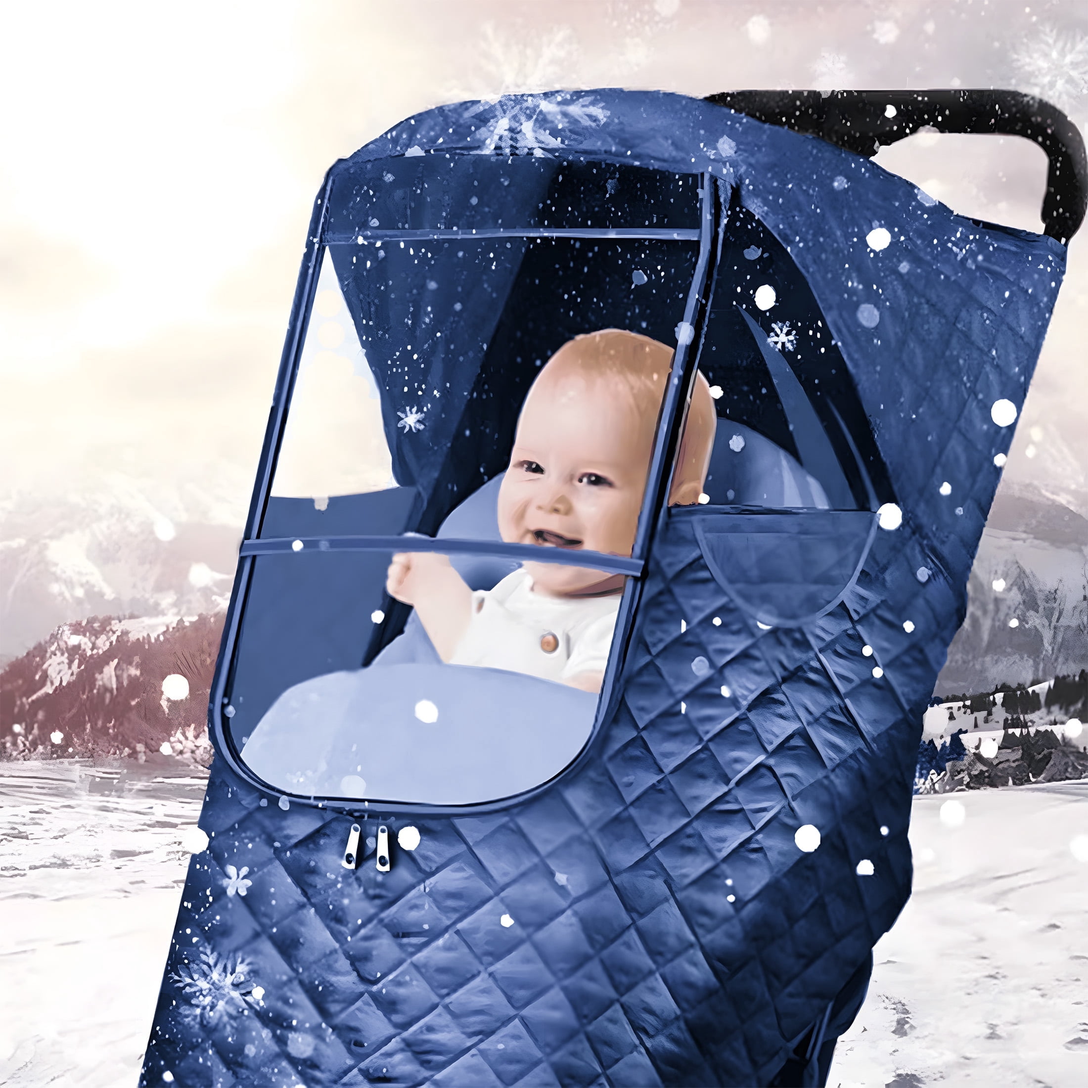 LADYGYM 2026 New Stroller Rain Cover,U-Zipper Stroller Cover,Three-Layer Warm Weather Shield,Full-Coverage Stroller Rain Cover