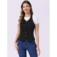 thumbnail image 4 of DARING DIVA Women's Halter Neck Button Down Backless Jean Waistcoat L Black, 4 of 6