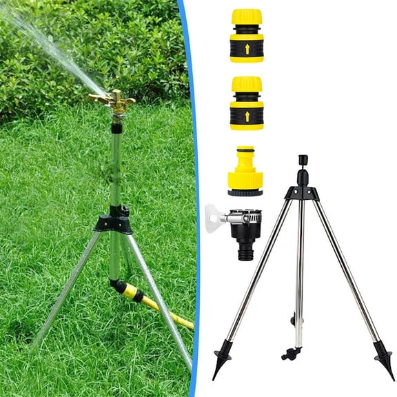 Rotating Tripod Sprinkler Stainless Steel Telescopic 360 Degree Rotary Irrigation Adjustable Height Fine Mist Watering Stand for Garden Lawn Yard Nursery Grass Cool Down Summer