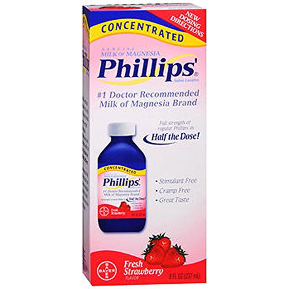 6 Pack Phillips Concentrated Milk of Magnesia Fresh Strawberry 8 fl
