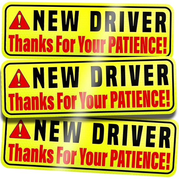 Assured Signs New Driver Car Magnet Sticker for Student Drivers, 9.72" by 3.24" Yellow & Red, 3 Pack