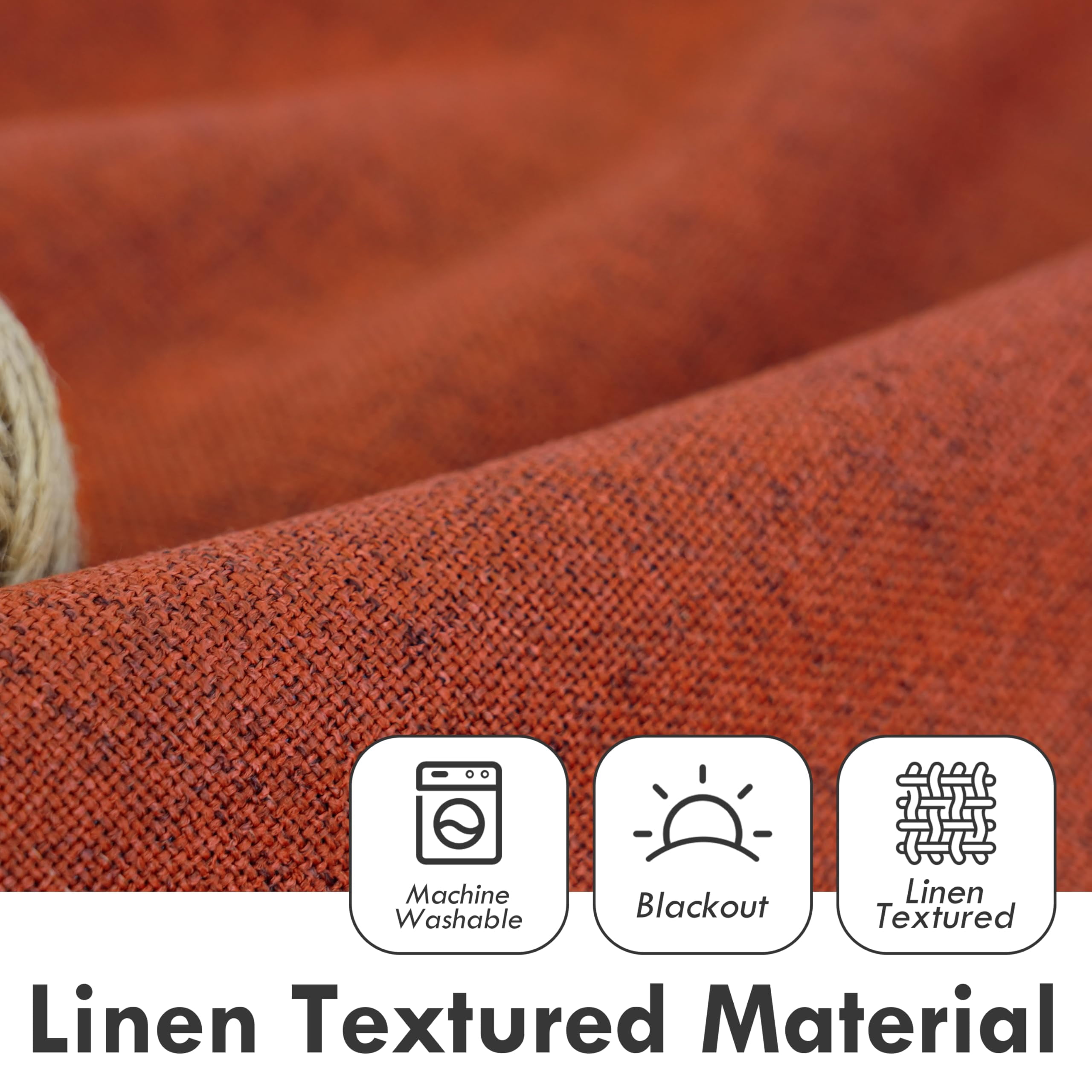 DriftAway 100% Blackout Linen Curtains for Bedroom 108 Inches Long Drape Farmhouse Thermal Insulated 3 Inch Rod Pocket Back Tab Full Light Blocking 2 Panels for Living Room Nursery