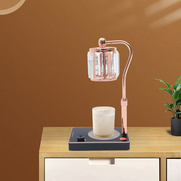 Dimmable Wax Warmer Lamp Wax Melter with Adjustable Lifting Height USB  Interface Candle Melting Lamp,Silver/Rose Gold + Black