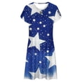 thumbnail image 4 of Puntoco Vestido De Cuello Redondo De Manga Corta Suelto Informal Estampado Del Día De La Independencia De Verano Para Mujer Azul Xl,Regalos Para Mujer Joven, 4 of 5