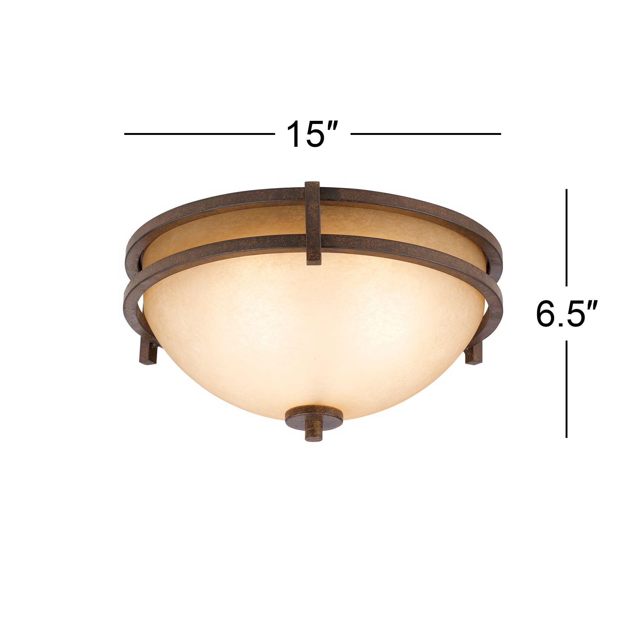 Franklin Iron Works Oak Valley Rustic Farmhouse Flush Mount Ceiling Light Fixture 15" Wide Modern Bronze 3-Light Cream Scavo Glass Bowl for Bedroom