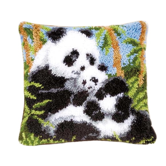 Abbracc DIY Latch Hook Yarn Crochet Unfinished Needlework Rug Cushion Carpet Set - Panda