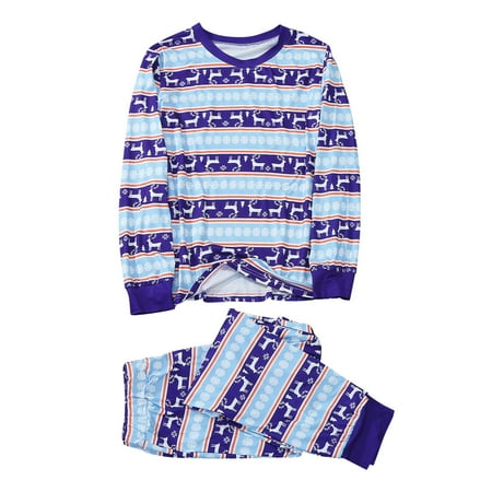 

Rovga Parent-Child Warm Christmas Snow Printed Set Home Wear Pajamas Two Piece Dad Set Fashion Family Wear