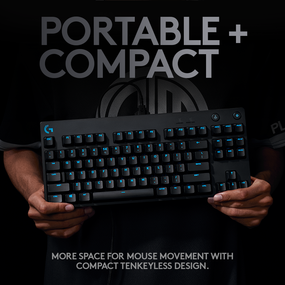 Logitech G PRO Mechanical Gaming Keyboard, Ultra Portable Ten Keyless Design,  Detachable Micro USB Cable, 16.8 Million Color LIGHTSYNC RGB Backlit Keys 