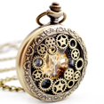 thumbnail image 1 of reloj de bolsillo retro con cubierta de esqueleto, mecánico, de cuerda manual, analógico-digital, de aleación, color bronce elegante, 1 of 5