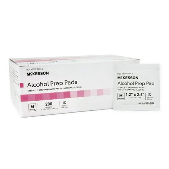 McKesson 58-204 Sterile Alcohol Prep Pad Box of 200