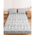 thumbnail image 2 of Twin XL Size Fitted Sheet Set - White Black Striped 2 Piece Bedding Sets 16" Deep Pocket Fitted Sheet with 1 Pillowcases, Abstract Modern Art Irregular Stripe Brushed Microfiber Hotel Bed Sheets, 2 of 9