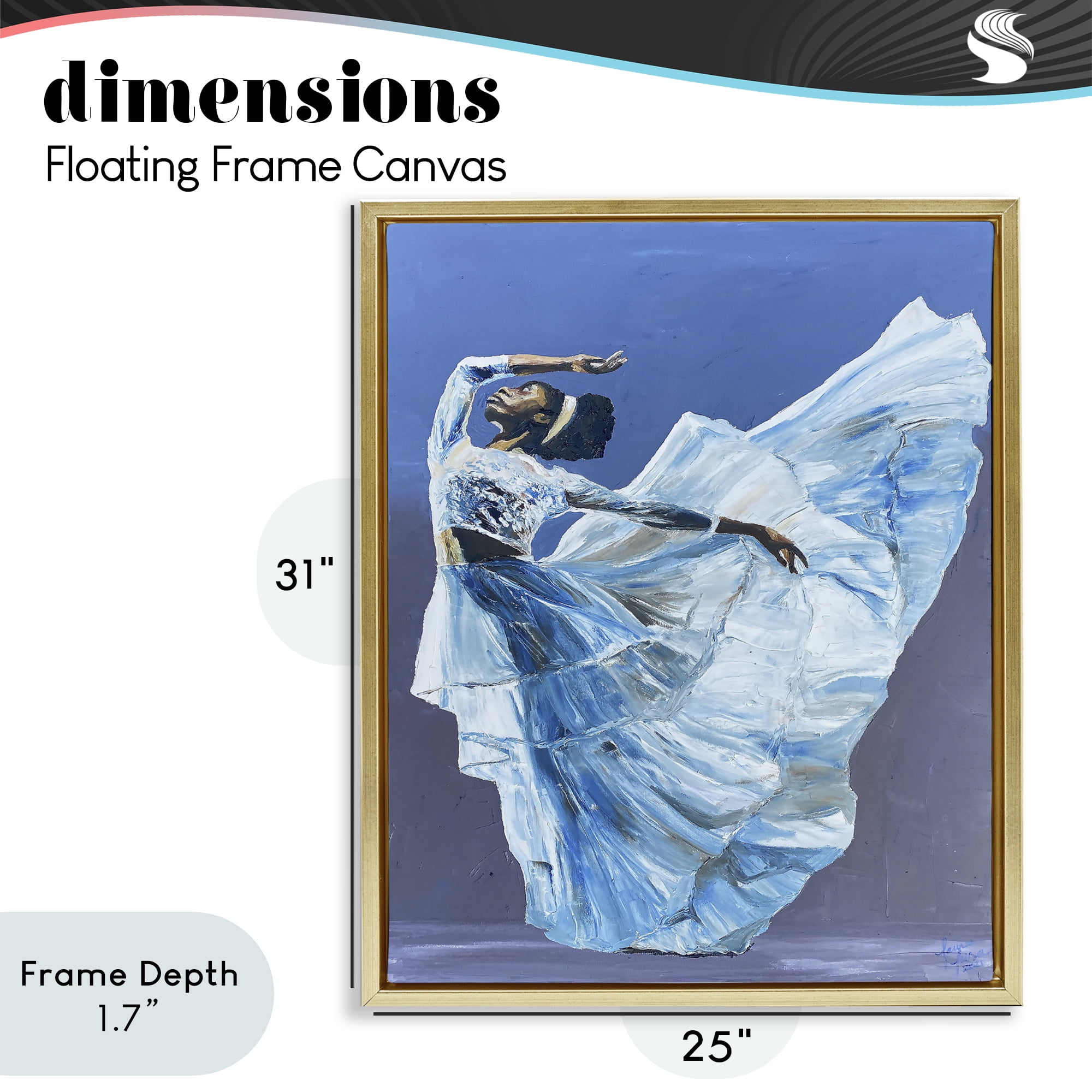 Stupell Industries Young Queen Dancer Gold Framed Floater Canvas Wall Art, design by Lauren Luna