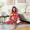 thumbnail image 4 of Wearable Blanket,Red Cartoon Dinosaurs Arrows Pattern Hooded Wearable Flannel Blanket for Adults & Teens,Winter Poncho Shawl Wrap Cape Cozy Anti-Pill,60"x80", 4 of 5