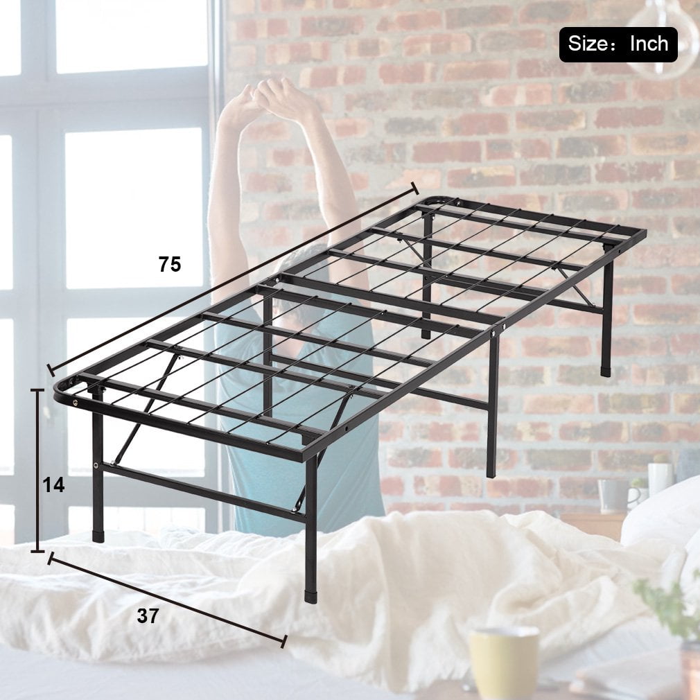 Platform Bed Frame Twin Metal Folding Base Mattress Foundation Frame 14 ...