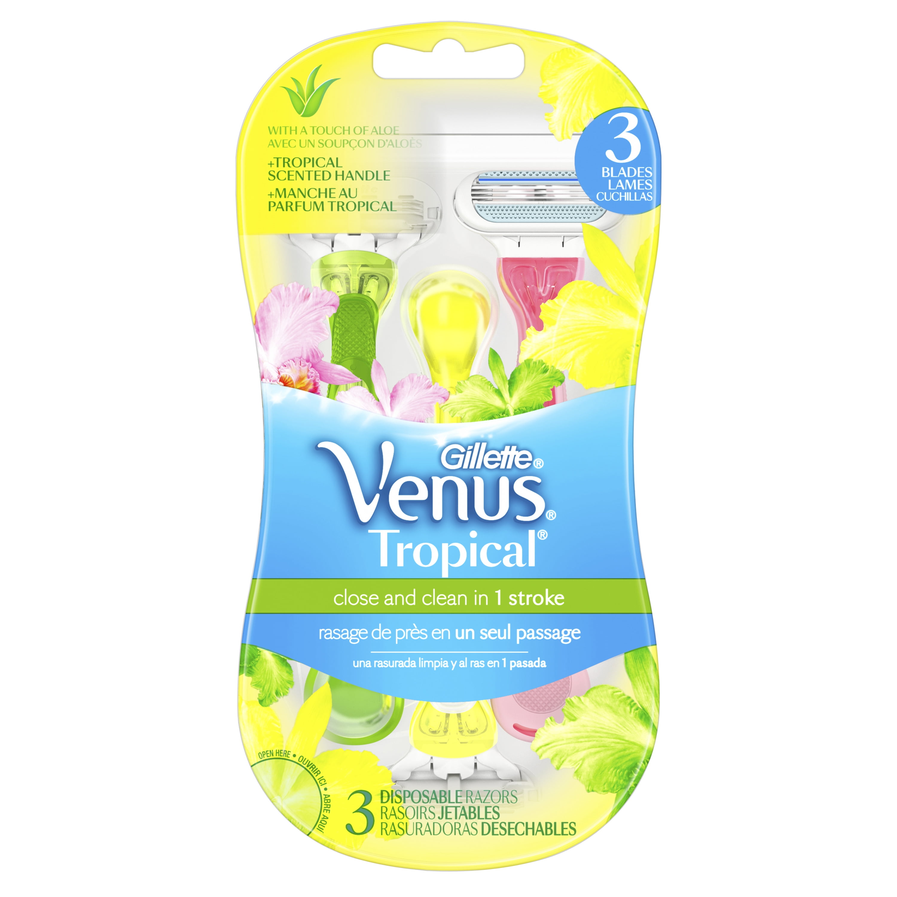 Gillette Venus Tropical Disposable Women's Razors, 3 Ct