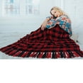 thumbnail image 6 of Pavilia Black and Red Buffalo Plaid Chenille Throw Blanket, 50” x 60”, 6 of 7