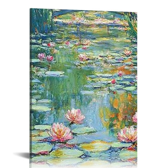 BCIIG Water Lilies Wall Decor Canvas Art for Living Room Bedroom Office 12x16 in