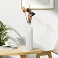 thumbnail image 3 of White Ceramic 12-Inch Tall Textured Decorative Flower Vase for Home Decor, 3 of 8