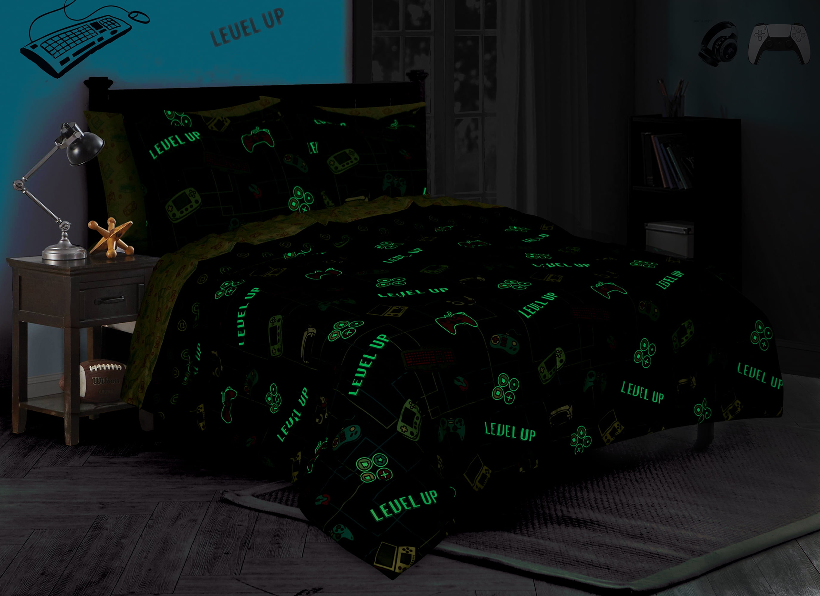 Kidz Mix Level Up Glow-in-the-Dark Bed in a Bag, Full