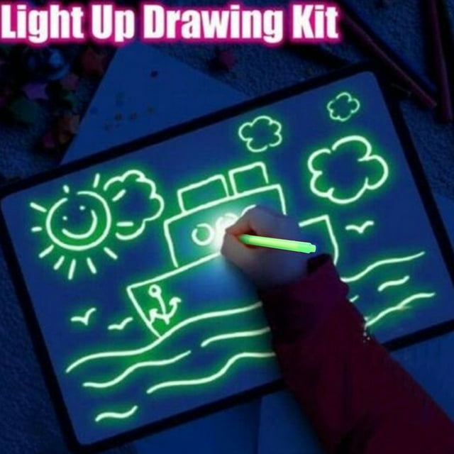 Luminous Painting Board,, Easy To Draw Reuse Exquisite Gift 3D Fluorescent Board, Early Education Educational Institution For Home Child Yellow English A3,Yellow English A4,Yellow