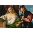 thumbnail image 2 of Bernardino Licinio 24x18 Black Ornate Framed Double Matted Museum Art Print Titled: Woman Visited by Her Lover, 2 of 5
