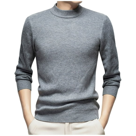 cfhntfmh Mens Crewneck Sweaters Winter Warm Fleece Long Sleeve Mock Neck Base Layer Pullovers Slim Thermal Knit Sweaters